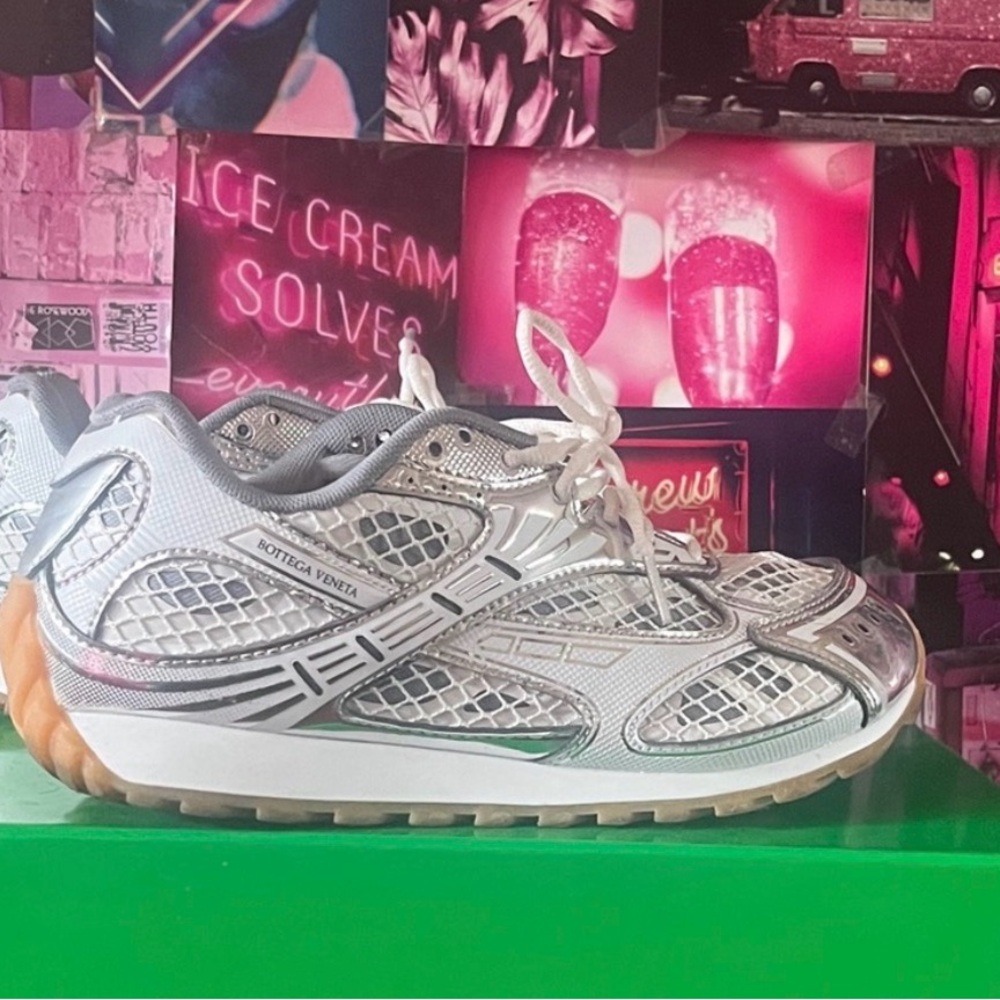 Bottega Veneta Silver Mesh Sneakers